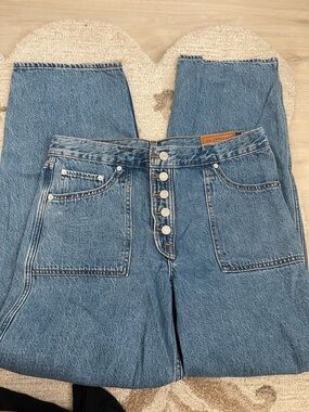 Levi's Button-Fly Wide Leg Jeans - Blue Denim